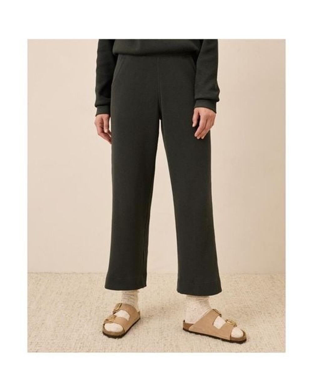 Pact Organic Cotton Thermal Waffle Wide Leg Pant Charcoal Grey Medium R